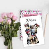 ピンクと黒のハートかわいい犬バレンタインデー シーズンカード