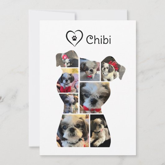 ピンクと黒のハートかわいい犬バレンタインデー シーズンカード (裏面)