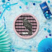 ピンクと黒のハーレクインとレイベン ペーパープレート (パーティー)