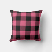 ピンクと黒のバッファロー市松模様にプリ クッション (裏面)