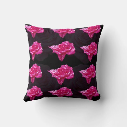 ピンクと黒のバラパターン、スロークッション。 クッション (裏面)