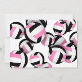 ピンクと黒のバレーボール ガールズ スポーツ 誕生日パーティー 招待状 (裏面)