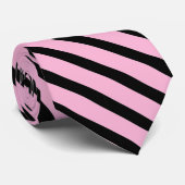 ピンクと黒のパタストライプーン ネクタイ (ロール)