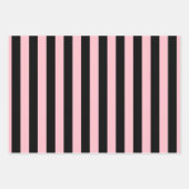 ピンクと黒のパターストライプンチェッカー、水玉模様 ラッピングペーパーシート (正面3)