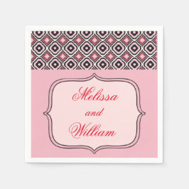 ピンクと黒のパターン スタンダードカクテルナプキン