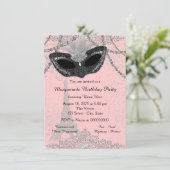 ピンクと黒のパリスマスカレードパーティー 招待状 (スタンド正面)