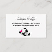 ピンクと黒のパンダクマ赤ちゃんシャワーおむつラッフル エンクロージャーカード (正面)