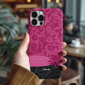 ピンクと黒のパーソナライズされたダマスクiPhoneカバー –  Case-Mate iPhoneケース