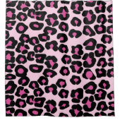 ピンクと黒のヒョウのプリントパターン シャワーカーテン (正面)