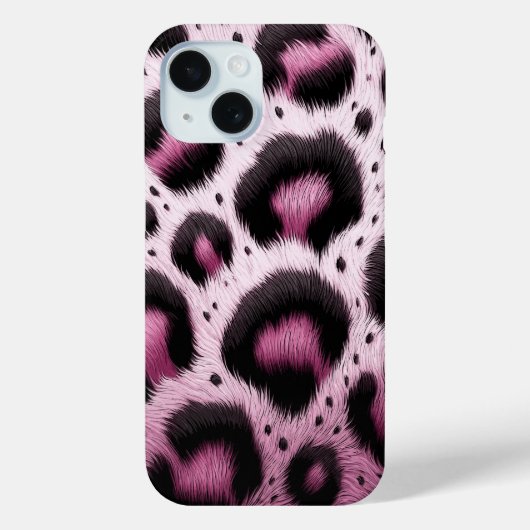 ピンクと黒のヒョウ柄ファーアニマルプリントスポット Case-Mate iPhoneケース (裏面)