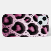 ピンクと黒のヒョウ柄ファーアニマルプリントスポット Case-Mate iPhoneケース (裏面 (横))