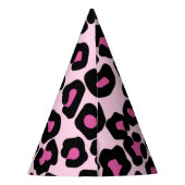ピンクと黒のヒョウ柄  パーティーハット (裏面)