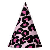 ピンクと黒のヒョウ柄  パーティーハット (左)