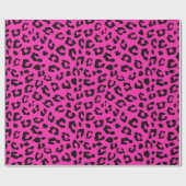 ピンクと黒のヒョウ柄 ラッピングペーパー (フラット)