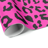 ピンクと黒のヒョウ柄 ラッピングペーパー (ロールコーナー)