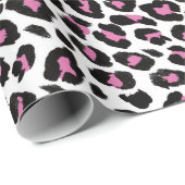 ピンクと黒のヒョウ柄 ラッピングペーパー (ロールコーナー)