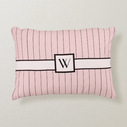 ピンクと黒のピンスリップアクセント枕 アクセントクッション (正面)
