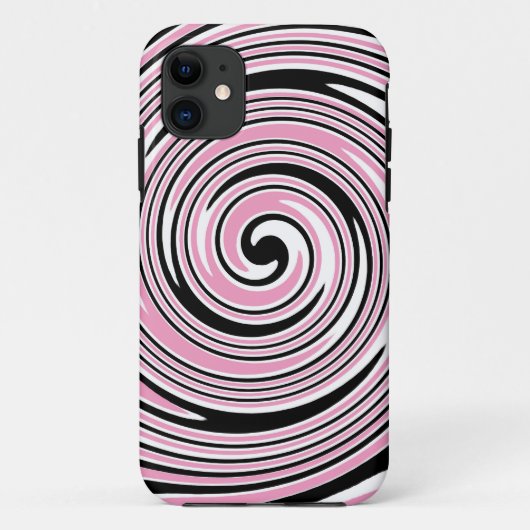 ピンクと黒のピンホイール旋回デザイン Case-Mate iPhoneケース (裏面)