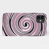 ピンクと黒のピンホイール旋回デザイン Case-Mate iPhoneケース (裏面(横))