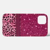 ピンクと黒のフェイクグリッターヒョウ Case-Mate iPhoneケース (裏面 (横))