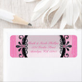 ピンクと黒のフレファンシーームパーティー住所 シール (インサイチュ)