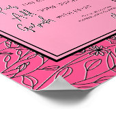 ピンクと黒のフローラブライダルシャワーミモザバー ポスター (角)