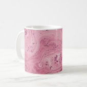 ピンクと黒のフローラ織り コーヒーマグカップ (正面左)