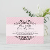 ピンクと黒のブライダルシャワーの招待状 招待状 (スタンド正面)
