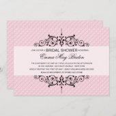 ピンクと黒のブライダルシャワーの招待状 招待状 (正面/裏面)