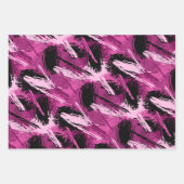 ピンクと黒のブラシラッピング紙シート ラッピングペーパーシート (正面3)
