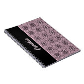 ピンクと黒のボックスマンダラグラフィックデザイン ノートブック (右側)