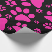 ピンクと黒のポープリント ラッピングペーパー (角)