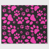 ピンクと黒のポープリント ラッピングペーパー (フラット)