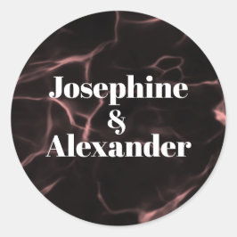 ピンクと黒のマーブルテーマ ラウンドシール