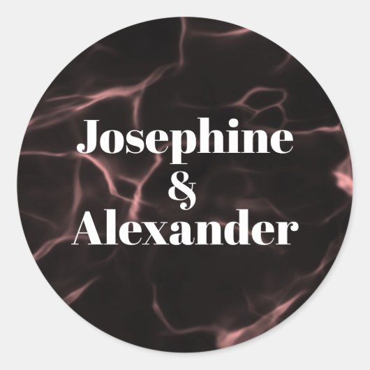 ピンクと黒のマーブルテーマ ラウンドシール (正面)