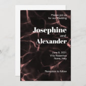 ピンクと黒のマーブルテーマ 招待状 (正面/裏面)