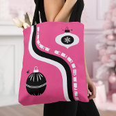 ピンクと黒のメリークリスマスウィメンズトートバッグ トートバッグ