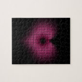 ピンクと黒のモザイクハート ジグソーパズル (横)