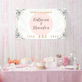 ピンクと黒のモダン金ゴールドド結婚ットのバナー 横断幕