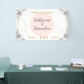 ピンクと黒のモダン金ゴールドド結婚ットのバナー 横断幕 (トレードショー)