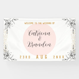 ピンクと黒のモダン金ゴールドド結婚ットのバナー 横断幕