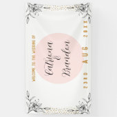 ピンクと黒のモダン金ゴールドド結婚ットのバナー 横断幕 (縦)