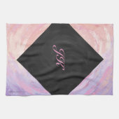 ピンクと黒のモノグラム キッチンタオル (横)