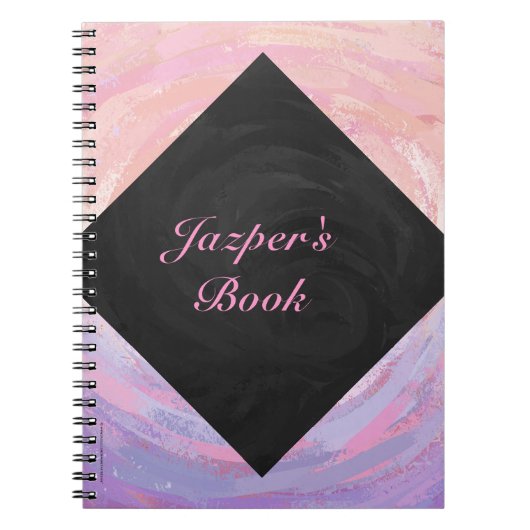 ピンクと黒のモノグラム ノートブック (正面)