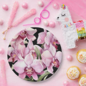 ピンクと黒のラン結婚ス ペーパープレート (パーティー)