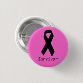 ピンクと黒のリボンボタン 缶バッジ (正面&裏面)