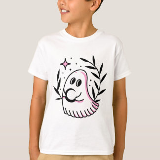 ピンクと黒のロゴが付いた子供用Tシャツ Tシャツ
