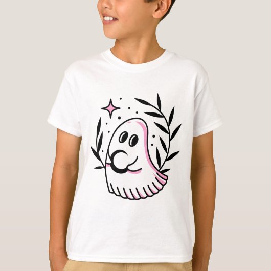 ピンクと黒のロゴが付いた子供用Tシャツ Tシャツ (正面)