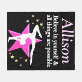 ピンクと黒の体パーソナライズされた操用毛布 フリースブランケット (正面(横))