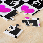 ピンクと黒の体操パーソナライズされたデザイン ジグソーパズル (側面)